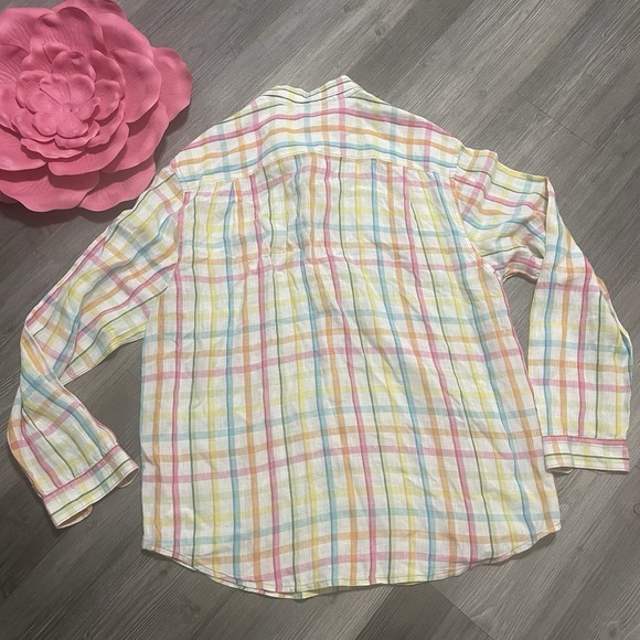 2x‎ TOMMY BAHAMA RELAX Shirt Mens XL 100% Linen Long Sleeve Button Front Check - Picture 13 of 16